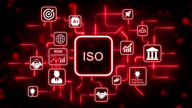 Futuristic Concept of iso with Digital Network and Global Connectivity on world map background .