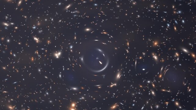 Gravitational Lensing: Invisible Dark Matter Warps A Deep Field Into Arcs And Einstein Rings, Seamless Loop in subtle navy tones