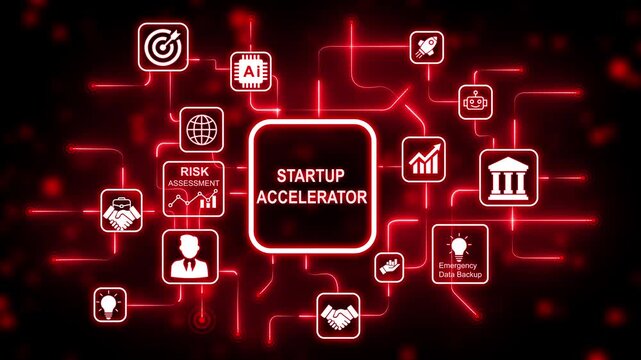 Coach motivation to startup accelerator improvement. Education concept. Training. Leadership skills. Human abilities. Internet, business, Technology and network concept. 4k animation neon