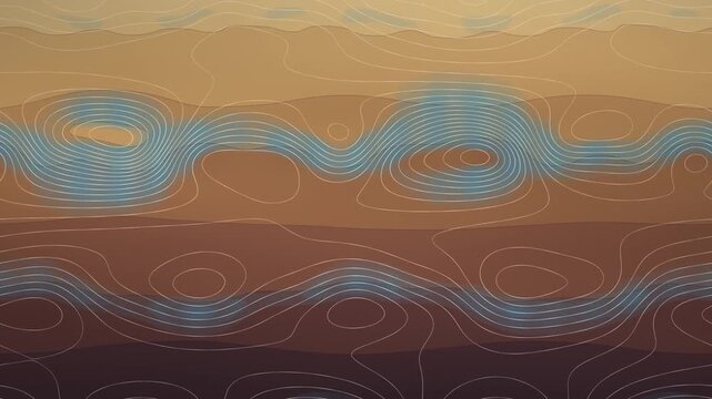 Meandering Jet Stream Rossby Waves and Cut Off Lows on a Potential Vorticity Chart, Seamless Loop in subtle plum tones