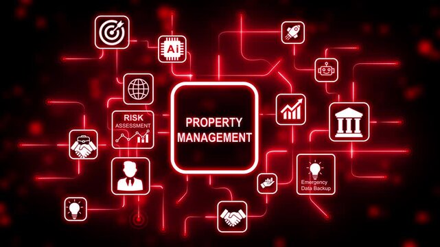property management concept with a blue futuristic background. Business, Technology, Internet and network concept. investment financial growth concept. Internet and network concept.
