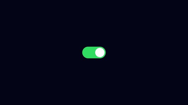 Minimalist ui toggle switch animation: turning on and off button interaction for mobile app and web interface 4k