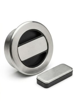 Round metal door pull handle with rectangular plate hardware furniture