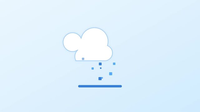 Minimalist weather animation of a rain cloud with falling raindrops for digital interface and app ui 4k