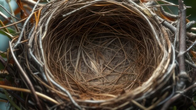 Empty bird's nest close-up