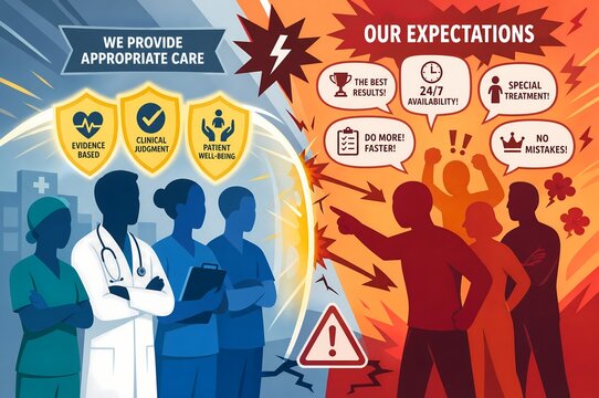 Healthcare Conflict and Unrealistic Patient Family Expectations Illustration