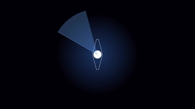 Rotating radar scanner animation: digital sonar sweep interface for technology and security monitoring 4k