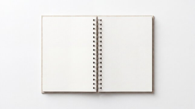 Open blank spiral notebook isolated on white background.
