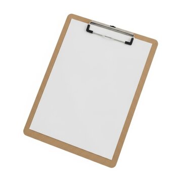 Wooden clipboard with a blank white paper sheet for notes and documents