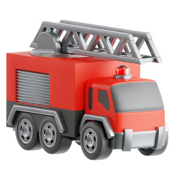 3D Red Fire Engine Truck