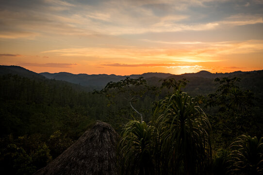 Sunset over the jungle in Eastern Belize, Central America