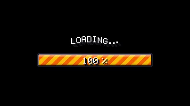 Pixel art progress bar animation with percentage display