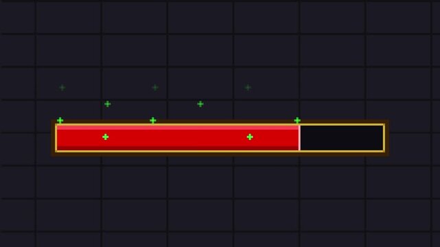 Retro pixel art progress bar filling up with red color