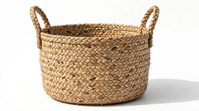 Cesta de palha tran&ccedil;ada natural