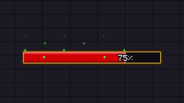 Retro pixel art loading bar with percentage on dark grid background