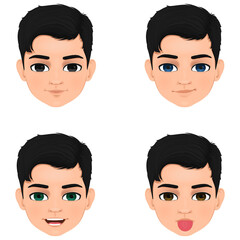 Four different boy characters, each with different gestures and facial expressions.