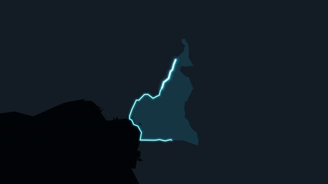 Cameroon Highlighted on World Map with Glowing Zoom Animation