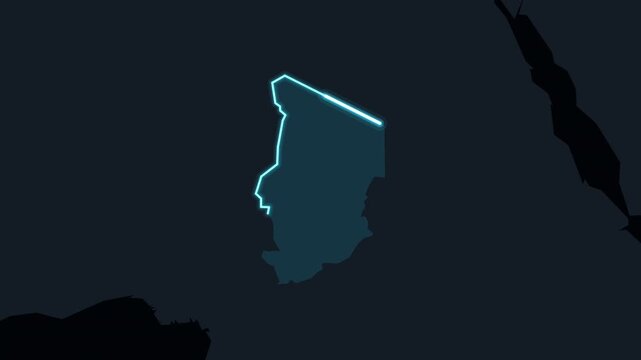 World Map Camera Zoom Highlights Chad in Digital Animation