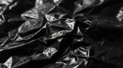 Naklejka premium Textured Black Crumpled Plastic Background for Creative Use