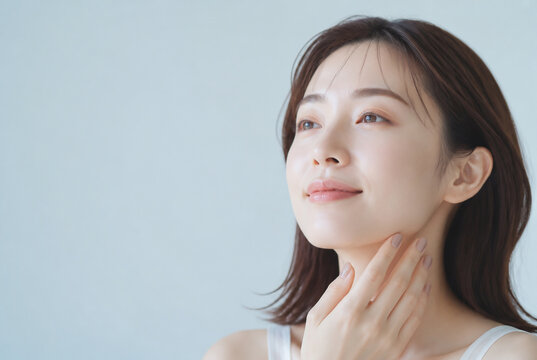 スキンケアをする美しい日本人女性 Generative AI