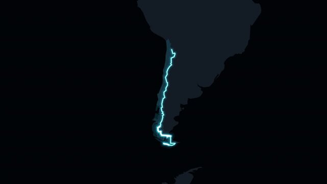 Chile Highlighted During Glowing World Map Zoom Sequence