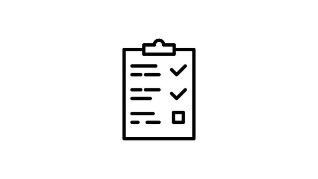 Check list Board icon animation. Back to school animated icon. Black line with isolated white background