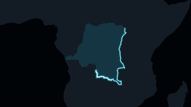 Democratic Republic of the Congo Highlighted During Glowing World Map Zoom Sequence