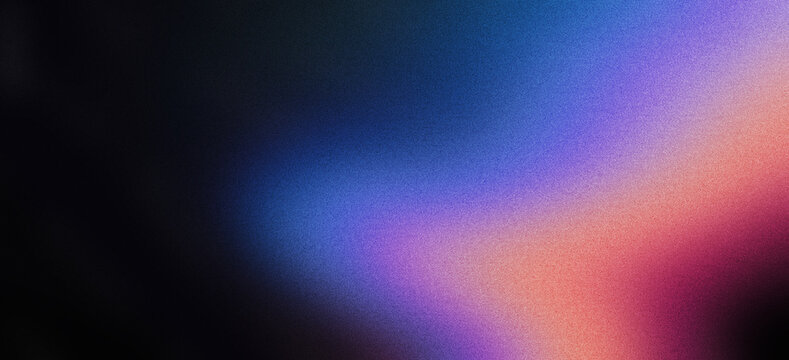 Abstract grainy gradient background purple pink orange black glowing color wave dark backdrop noise texture banner poster header design