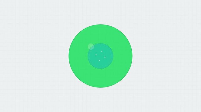 Microscopic green cells dividing and multiplying on grid background