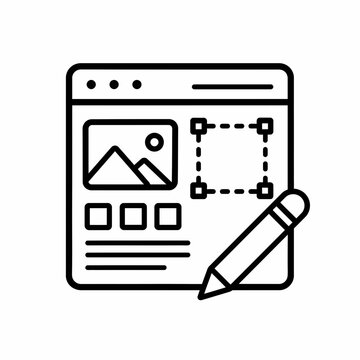 Web design pencil icon with browser window outline.