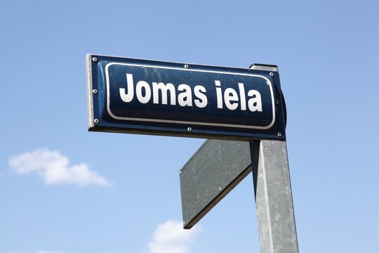 Jomas iela street sign in Jurmala, Latvia