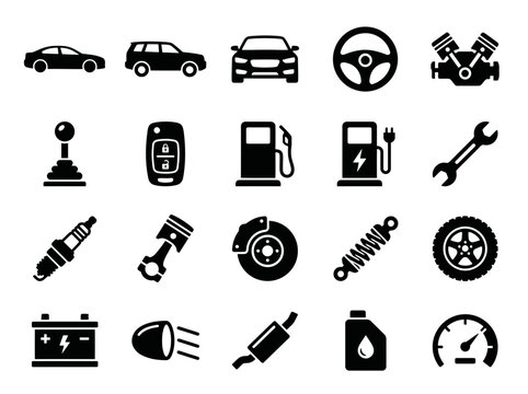 Automotive and Car Maintenance Icons Set