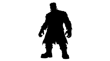 Fototapeta premium Halloween Zombie silhouette vector, walking dead character standing outline, horror movie monster, spooky halloween ghost shadow for scary games movie poster Vector