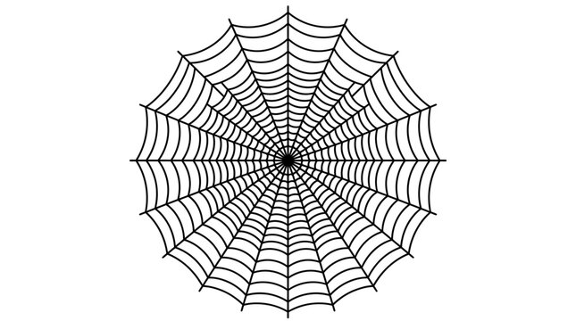 Halloween Classic spider web set. Black and white line drawing. Geometric string symbol. Vector