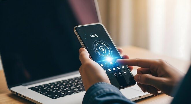 Multi factor authentication security application on smartphone screen for protection