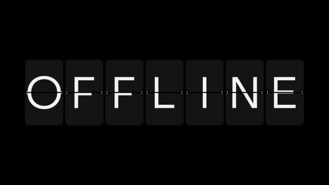 Split-Flap ONLINE to OFFLINE Status Display Animation on Black Background