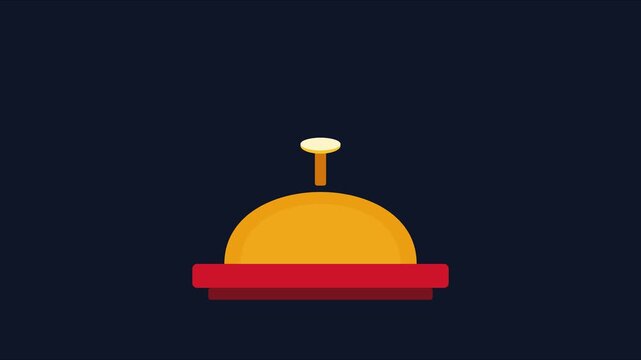 Animated hotel reception bell ringing for service, concierge desk alert, customer support notification, minimalist flat animation 4k