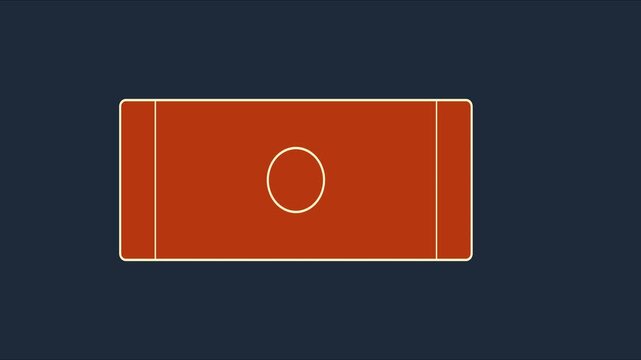 Minimalist geometric shape morphing animation: orange rectangle transforming into circle and line on dark blue 4k background