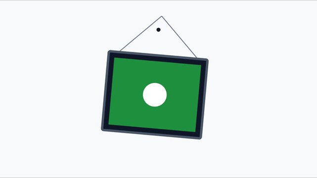 Swinging frame with green screen and animation 4k white circle for custom overlay