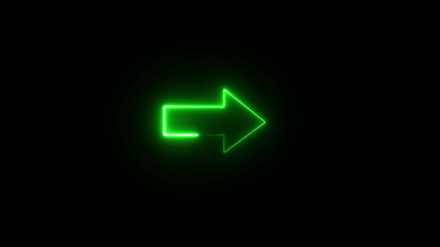 Directional arrow neon glow animation on black background.