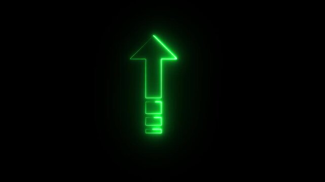 Directional arrow neon glow animation on black background.