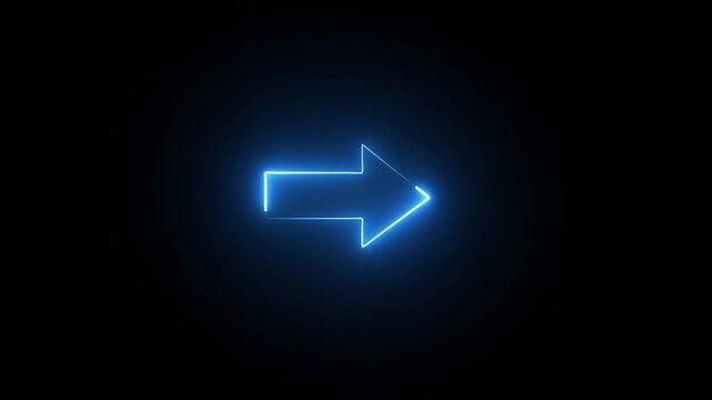 Directional arrow neon glow animation on black background.