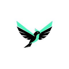 Fototapeta premium Modern Minimalist Bird Logo Vector Design in Black and Teal
