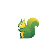 Obraz premium Modern Stylized Green Squirrel Illustration for Eco-Friendly Branding