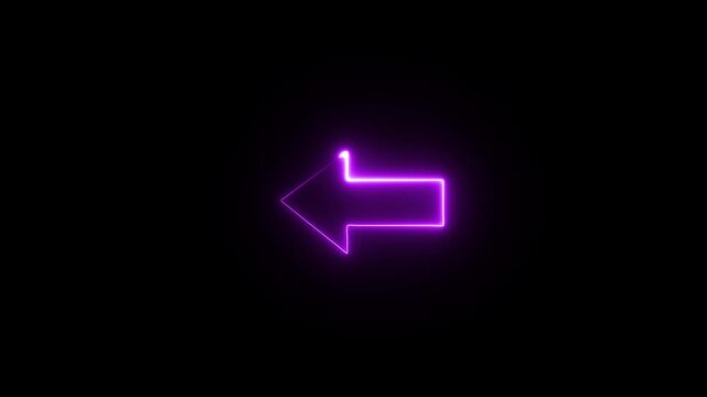Directional arrow neon glow animation on black background.