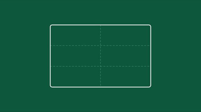 Minimalist rule of thirds grid overlay animation on green screen 4k background, for editing and, composition guidance