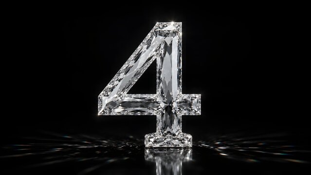 Crystal Number Four on Dark Reflective Surface