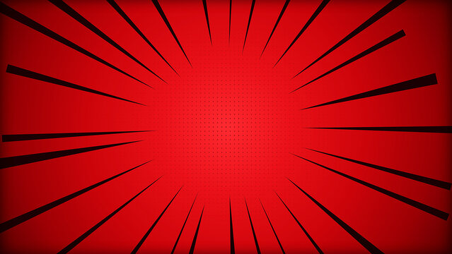 Abstract red background with black comic book style speed lines.
