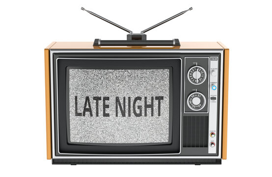 Late Night concept with vintage television. 3D rendering