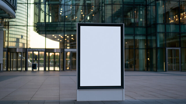 Blank Vertical Billboard Mockup Outside Modern Corporate Building